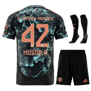 Kit Extérieur Junior Étoile Bayern Munich 2024/25 - Version Supporter (Noir, Musiala)