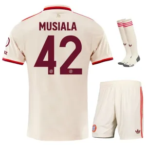Kinder-Drittes Trikot-Set von Bayern München 2024/25 - Fan-Version (Creme, Musiala)