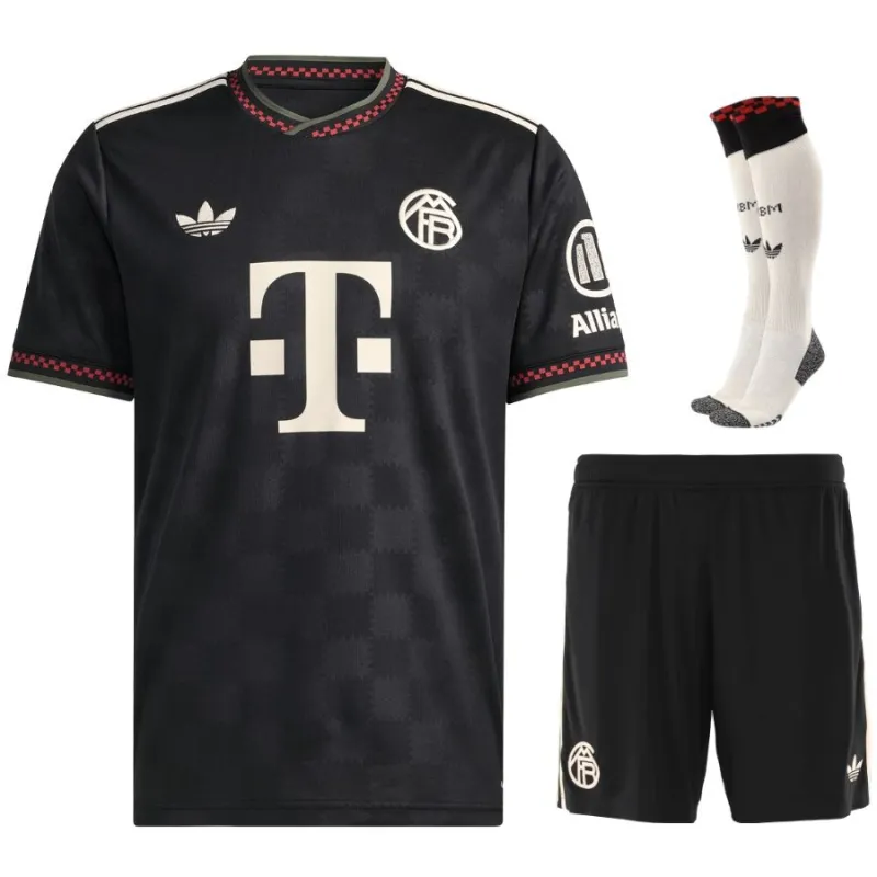 Bayern München 2025/26 Drittes Kinder-Trikot-Set - Schwarz