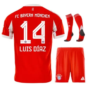 Bayern München LUIS DIAZ Kinder-Heimtrikot-Set 2025/26 - Rot