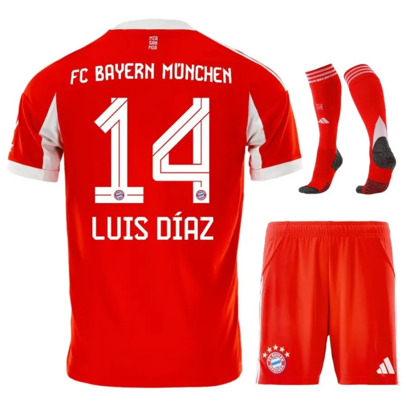 Bayern Munich LUIS DIAZ Kids Home Kit 2025/26 - Red