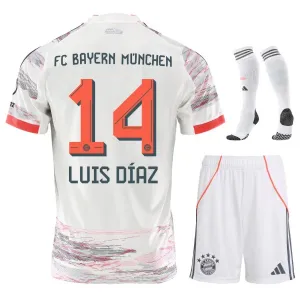 Bayern München LUIS DIAZ Kinder-Set Auswärtstrikot 2025/26 - Weiß