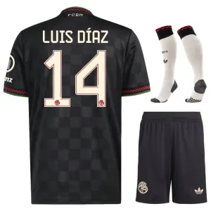 Bayern München LUIS DIAZ 2025/26 Drittes Kindertrikot-Set - Schwarz