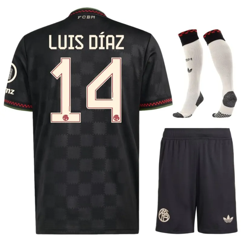 Bayern Munich LUIS DIAZ 2025/26 Third Kids Kit Jersey - Black