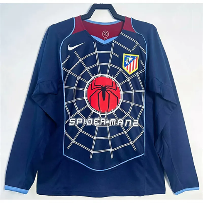 Maglia retrò a maniche lunghe di Atletico Madrid 2004/05 fuori casa - Blu
