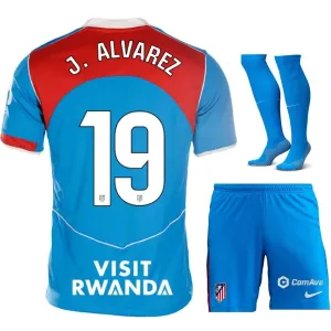 Atletico Madrid J.ALVREZ 2025/26 Kinder-Drittes Trikot-Set - Blau