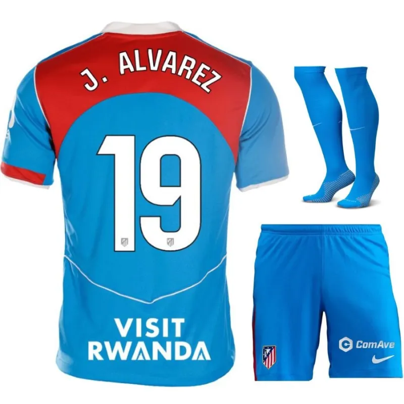 Atletico Madrid J.ALVREZ 2025/26 Kids' Third Jersey Set - Blue