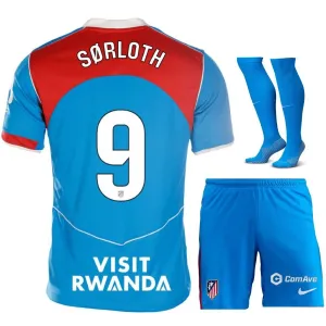 Atletico Madrid SØRLOTH 2025/26 Kinder-Drittes Trikot-Set - Blau