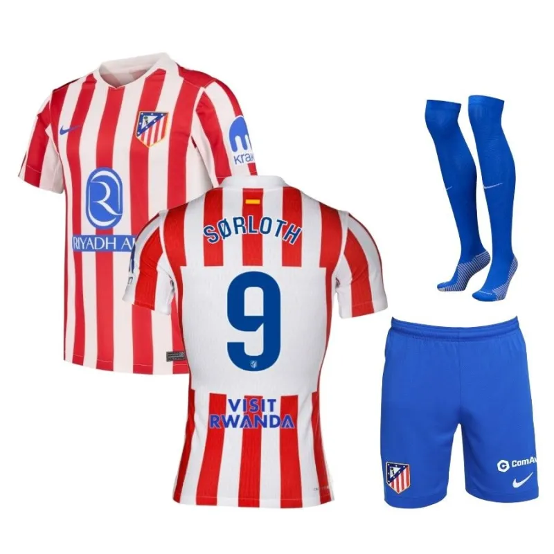 Atlético de Madrid SØRLOTH 2025/26 Ensemble domicile enfant - Rouge/Blanc