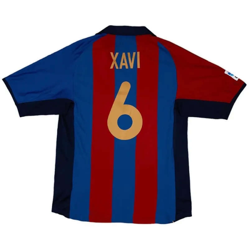 Barcelona XAVI 2001/02 Retro Home Jersey - Red/Blue