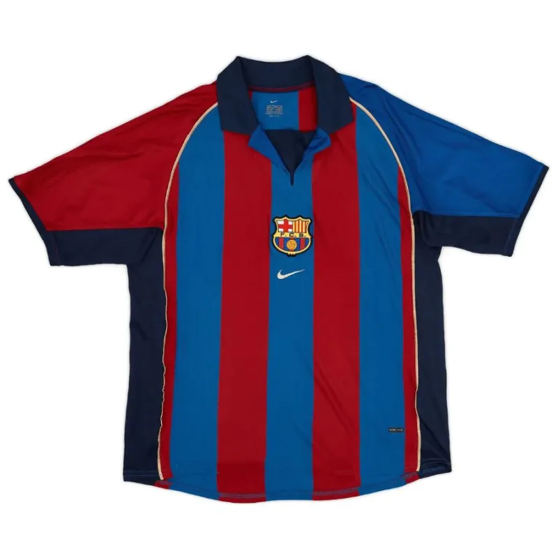 Barcellona RIVALDO 2001/02 Maglia Casa Retro - Rosso/Azzurro