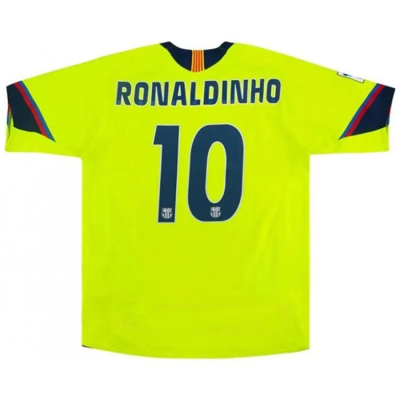 Maglia Trasferta Retrò RONALDINHO 2005/06 del Barcellona - Verde