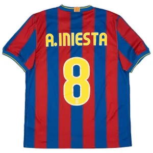Barcelona A.INIESTA 2009/10 Retro Home Jersey - Red/Blue