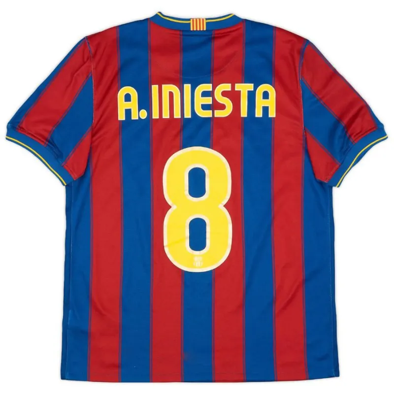 Barcelona A.INIESTA 2009/10 Retro Home Jersey - Red/Blue