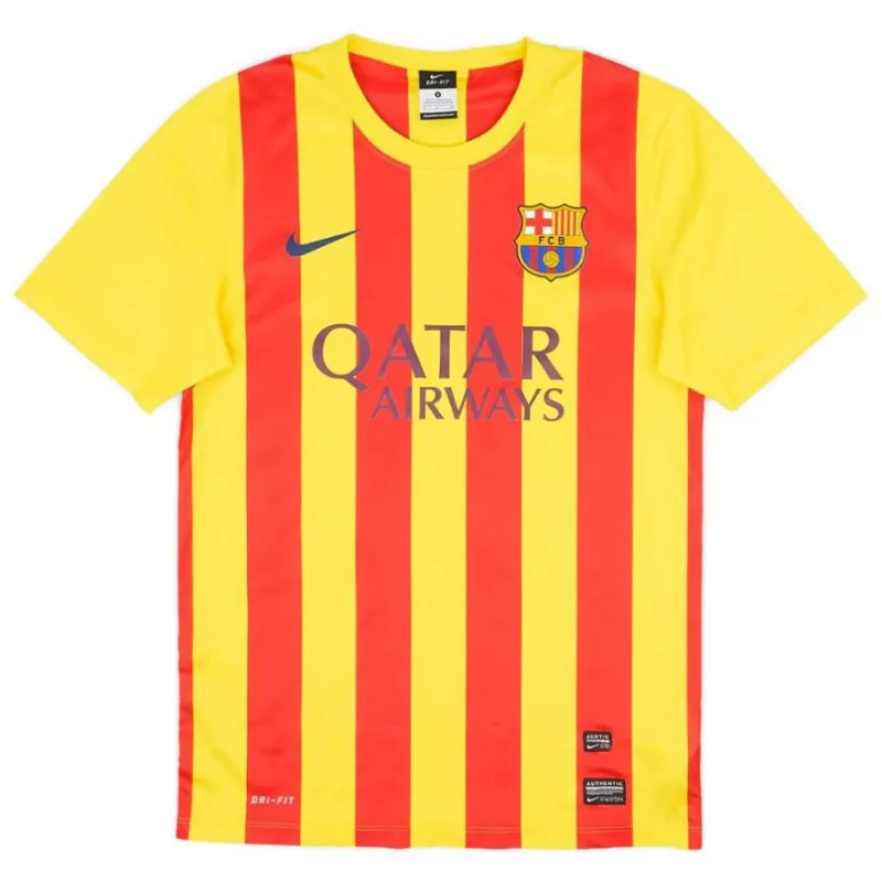 ​​Barcelona 2013/14 Retro Away Jersey - Red/Yellow​​