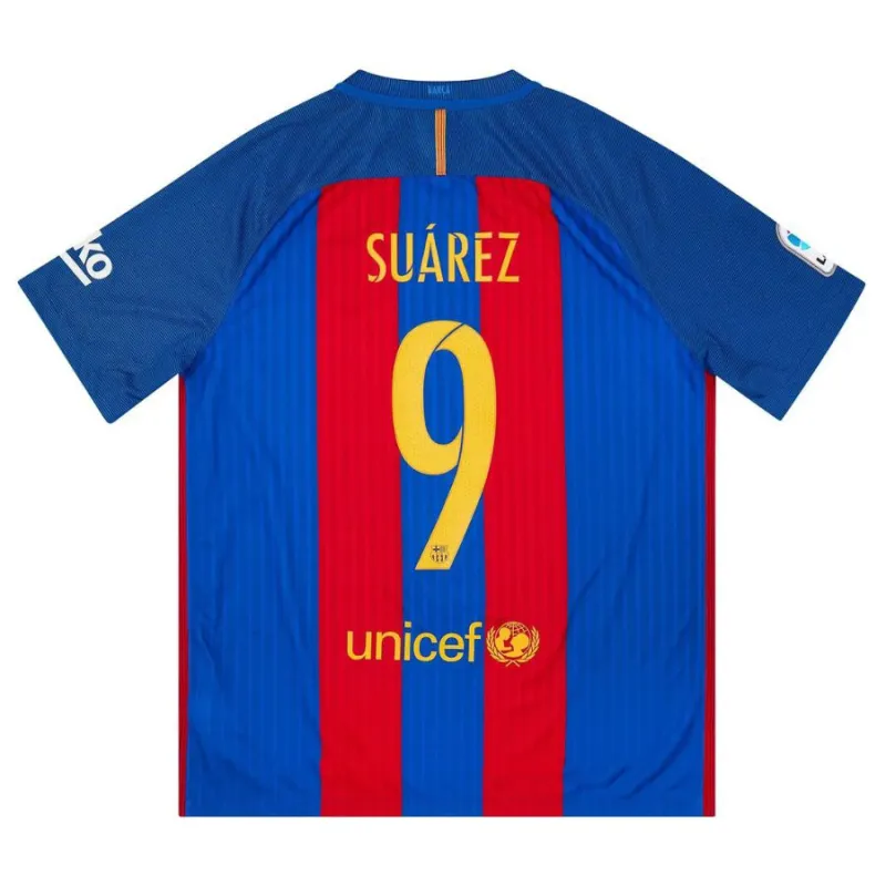 Maglia Casa Retrò SUAREZ 2016/17 del Barcellona - Rosso/Blu