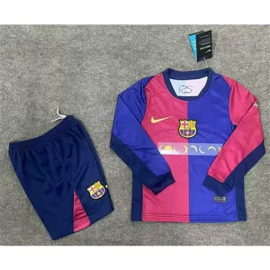 FC Barcelona Kids' Long-sleeved Jersey + Shorts 2024/25 Home - Red/Blue