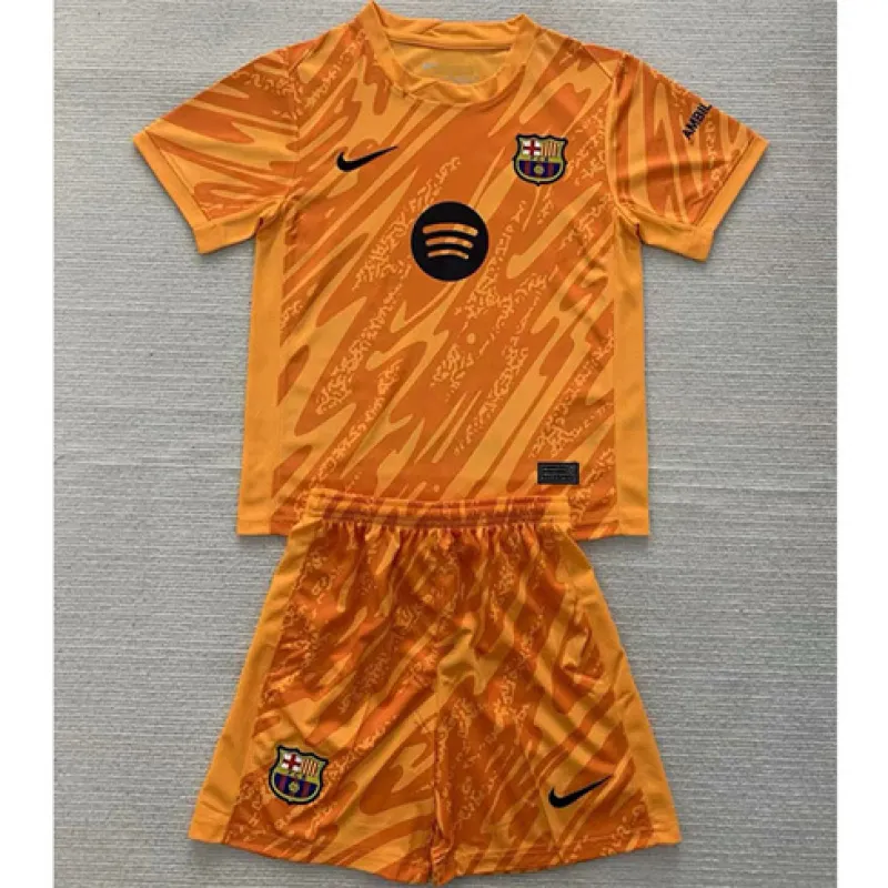 FC Barcelona Kids' Goalkeeper Jersey and Shorts 2024/25 - Orange