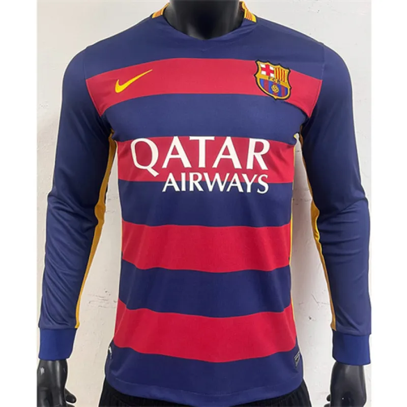 Maglia retrò a maniche lunghe del FC Barcelona 2015/16  campo casa - Rosso/Azzurro