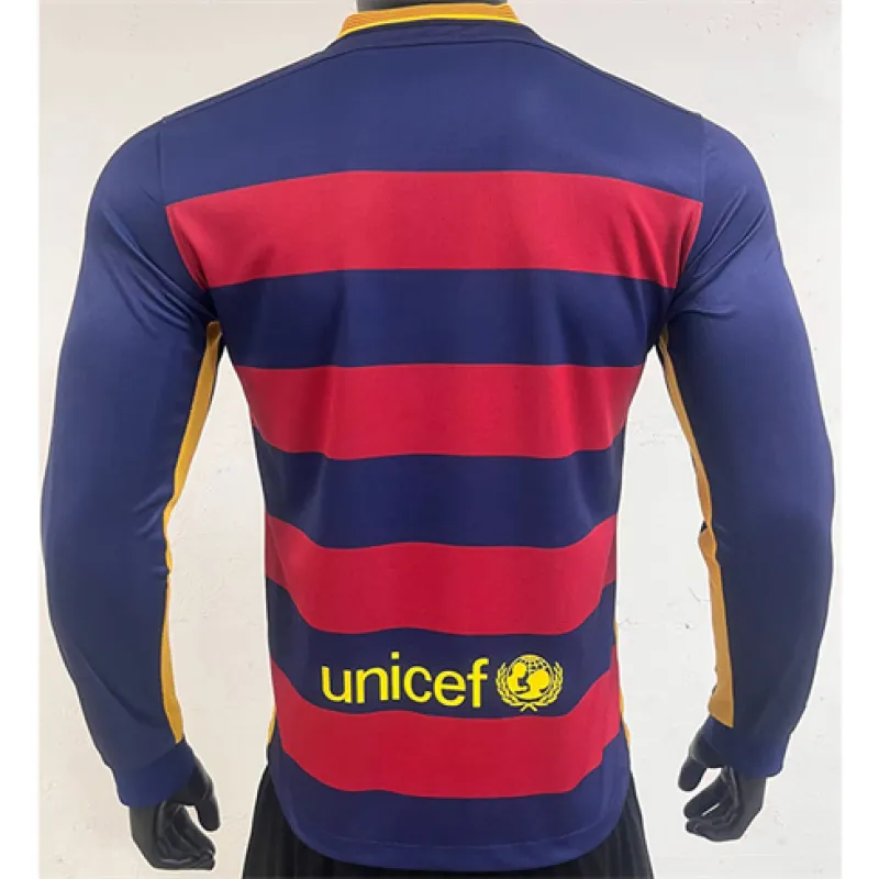 Maglia retrò a maniche lunghe del FC Barcelona 2015/16  campo casa - Rosso/Azzurro