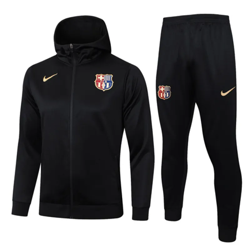 Giacca sportiva con cappuccio per bambini del FC Barcelona 2024/25 - Nero