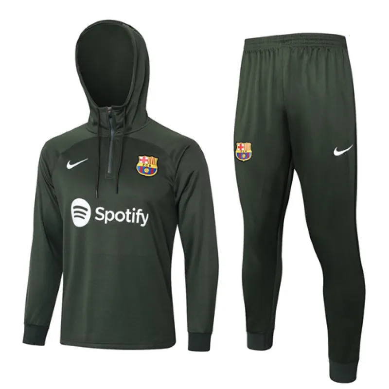 FC Barcelona Children's Hooded Sportswear 2024/25 - Dark Green