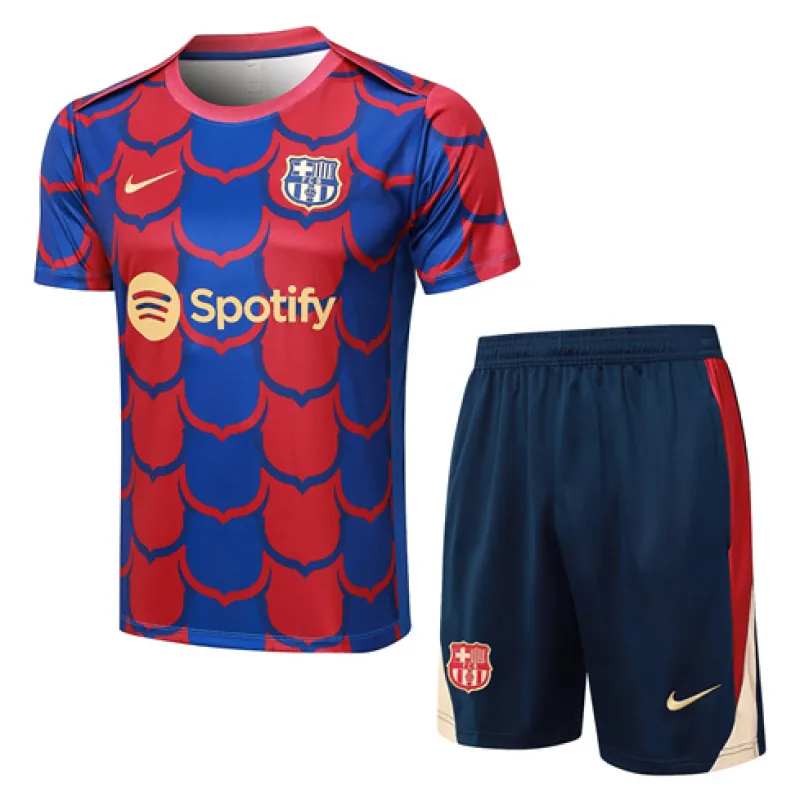 Maillot d'entraînement + Shorts du FC Barcelona 2024/25 - Rouge/Bleu