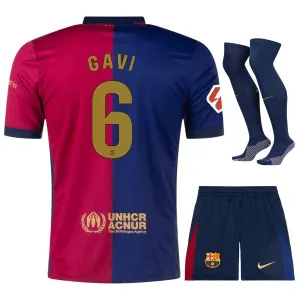 Gavi Ensemble de maillot pour enfants à domicile de FC Barcelona 2024-25 - Bleu/Rouge