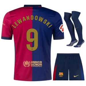 Lewandowski Ensemble de maillot pour enfants à domicile de FC Barcelona 2024-25 - Bleu/Rouge