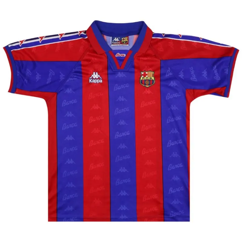 Maglia retro di Ronaldo per il Barcelona, casa 1996/97 - Rosso/Azzurro