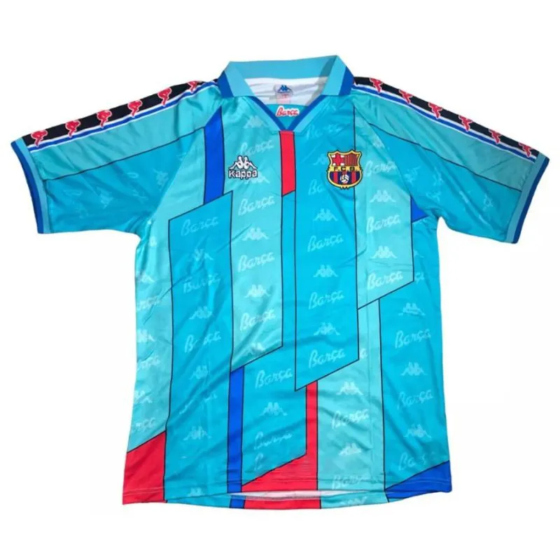 Maglia retro di Ronaldo per il Barcelona, trasferta 1996/97 - Azzurro
