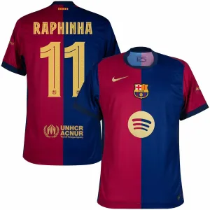Maillot domicile du FC Barcelona RAPHINHA 2024/25 avec le nouveau sponsor - Rouge/Bleu