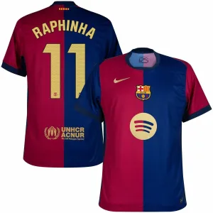 Maillot enfant RAPHINHA du FC Barcelona 2024/25 domicile avec le nouveau sponsor - Rouge/Bleu