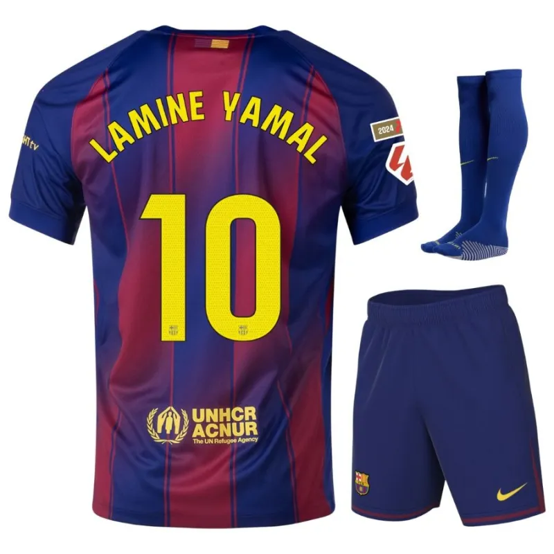 Barcelona YAMAL 2025/26 Home Kids' Jersey Set - Red/Blue