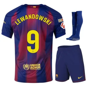 Barcelona LEWANDOWSKI 2025/26 Home Kids' Jersey Set - Red/Blue