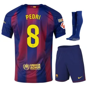 Barcelona PEDRI 2025/26 Home Kids' Jersey Set - Red/Blue
