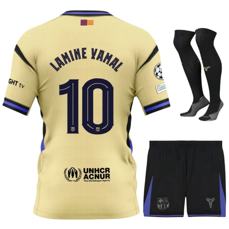 Barcelona YAMAL UCL 2025/26 Away Kids' Jersey Set - Beige