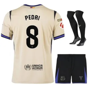 Barcelona PEDRI 2025/26 Kids Away Kit Jersey - Beige