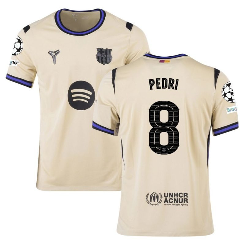 Barcellona PEDRI UCL 2025/26 Maglia Bambino Trasferta - Beige