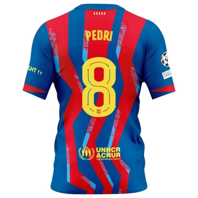 Barcellona PEDRI 2025/26 Completo Bambino Quarta Maglia - Blu/Rosso