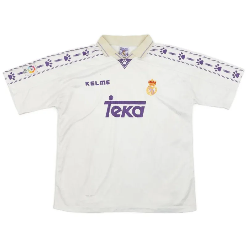 Real Madrid 1996/97 Maillot domicile rétro - Blanc