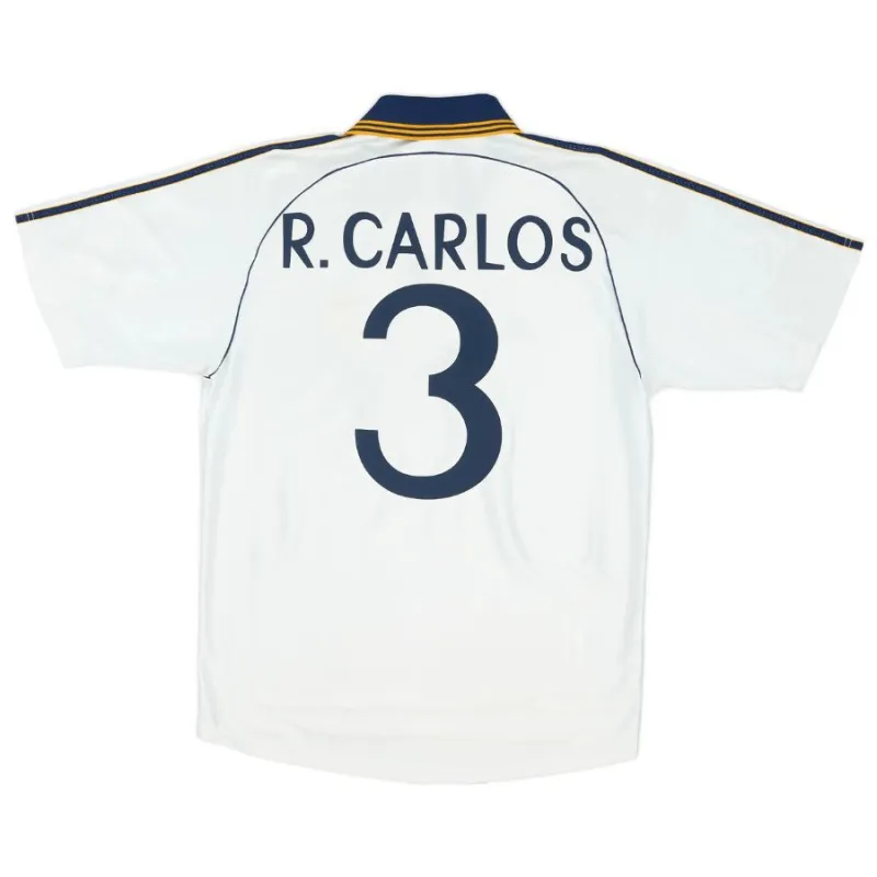 Real Madrid R.CARLOS 1998 2000 Maglia casalinga retrò - Bianca
