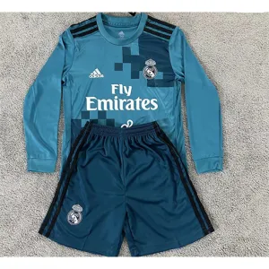 Real Madrid Children's Third Long-Sleeved Retro Jersey 2017/18 Away - Blue