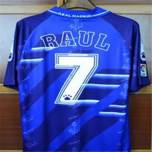 Maillot rétro du Real Madrid numéro 7 de Raúl 1994-96 extérieur - Bleu