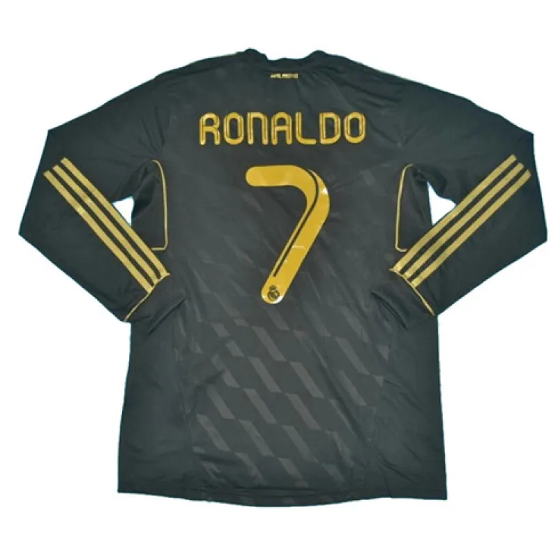 No. 7 Ronaldo's Real Madrid Long-Sleeved Retro Jersey 2011/12 Away - Black