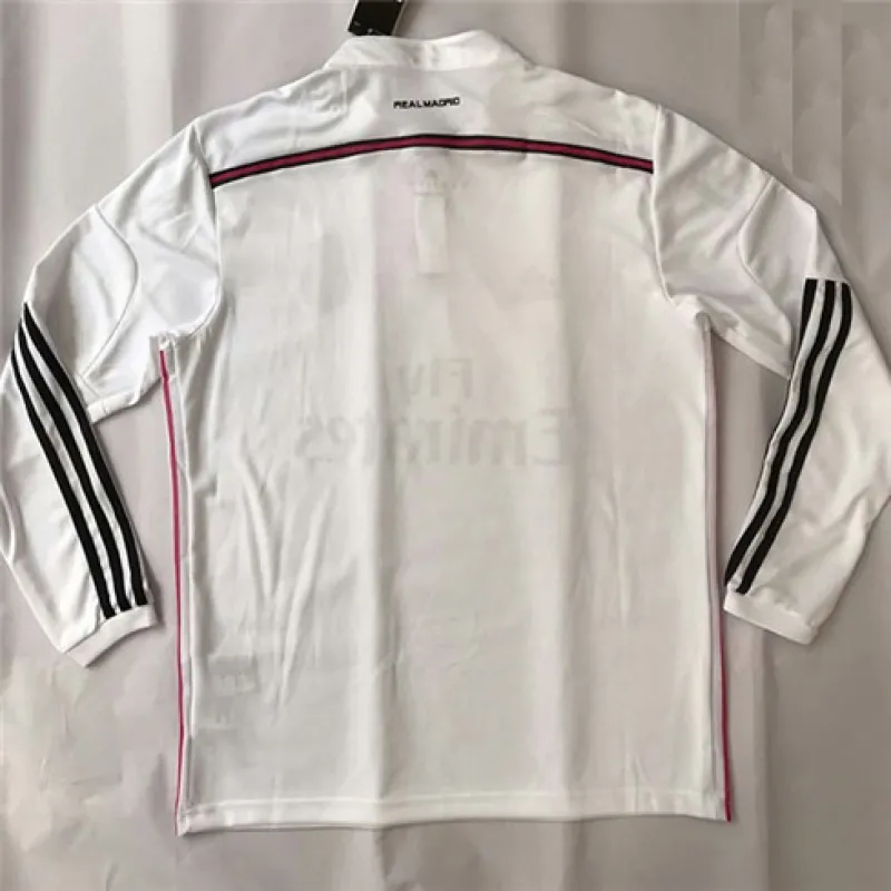 Real Madrid Long-sleeved Retro Jersey 2014 Home Jersey for UEFA Champions League - White