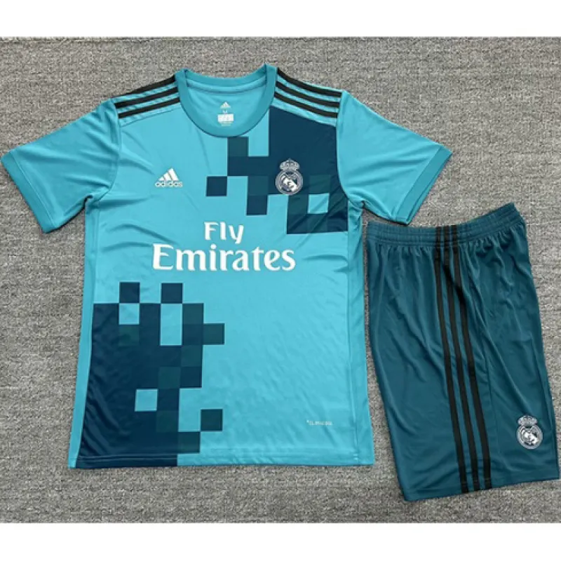 Real Madrid Children's Retro Third Jersey 2017/18 - Blue