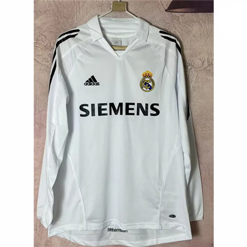 Real Madrid Langarm-Retro-Trikot 2005/06 Heimspiel - Weiß