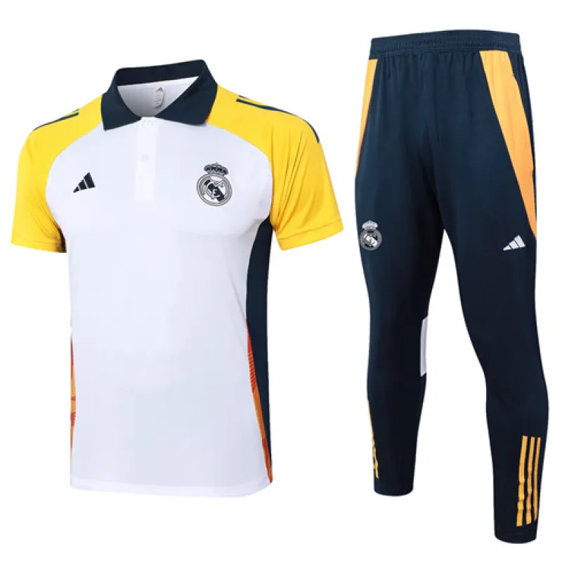 Real Madrid 2024/25 Training Polo Shirt and Pants White Set