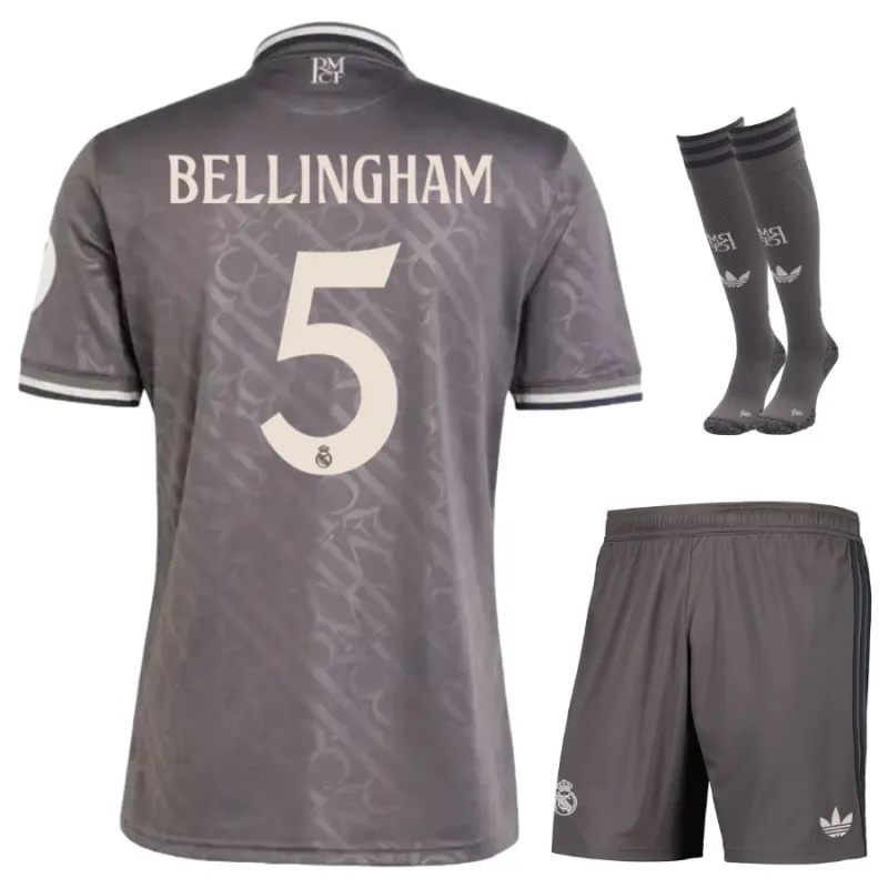 BELLINGHAM - Set di terza maglia per bambini di Real Madrid 2024/25 - Grigio